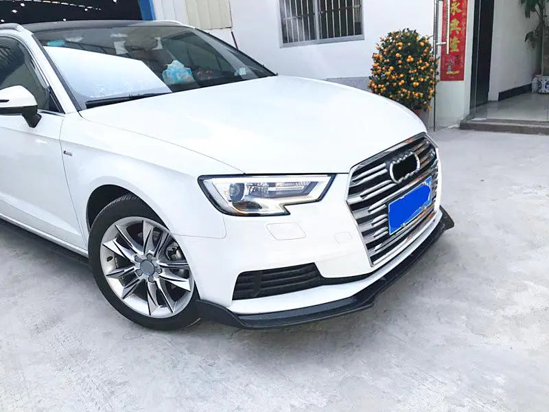 For Audi A3 Base Hatchback 17-20 Carbon Fiber Front Bumper Lip Spoiler Body Kit