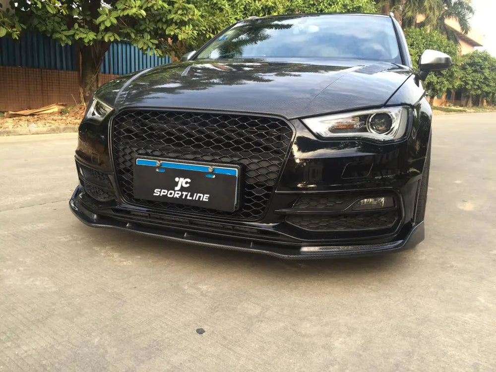 Carbon Fiber Front Bumper Lip Chin Fit for Audi A3 S Line Hatchback 2014-2015