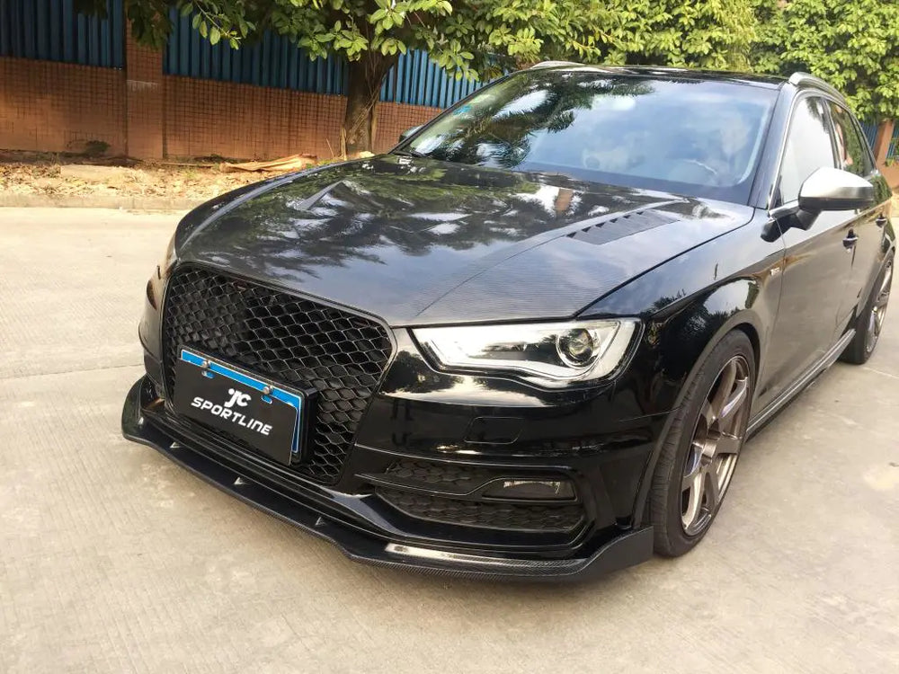 Carbon Fiber Front Bumper Lip Chin Fit for Audi A3 S Line Hatchback 2014-2015