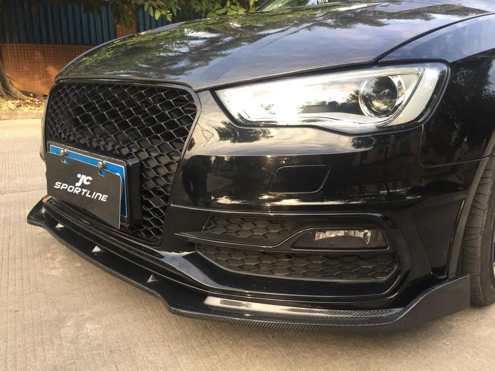 Carbon Fiber Front Bumper Lip Chin Fit for Audi A3 S Line Hatchback 2014-2015
