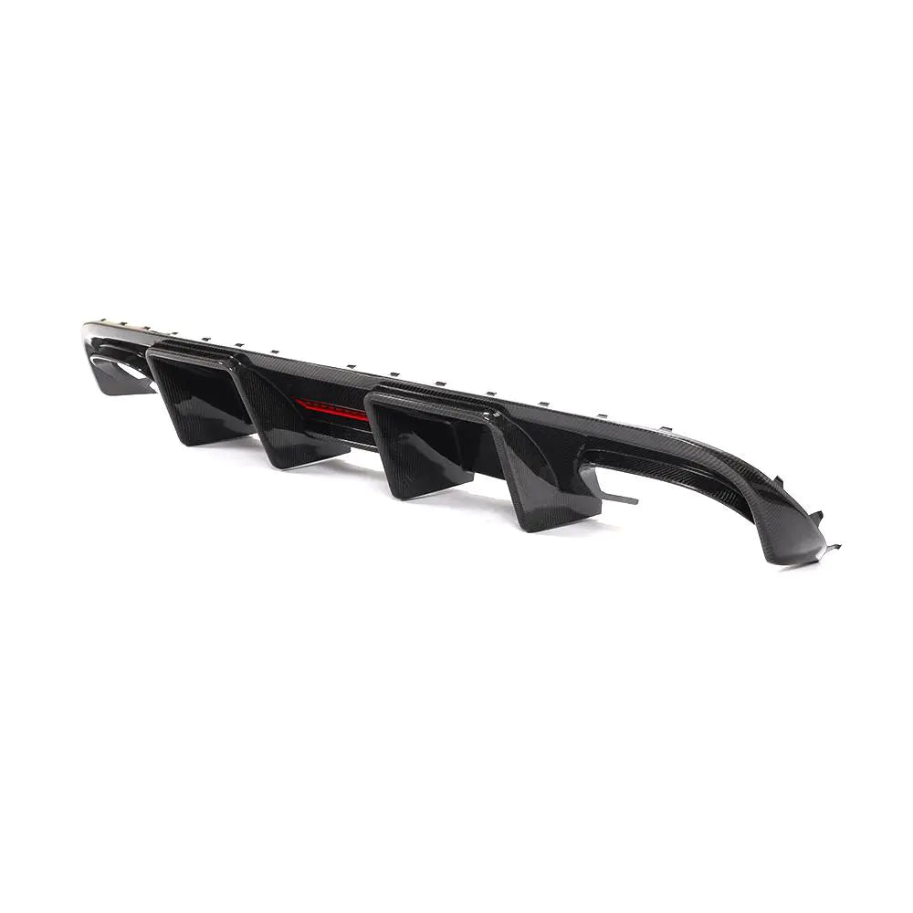 Carbon Fiber Rear Bumper Diffuser with LED light for Audi A4 S4 Base Sedan 4-Door 2008-2012