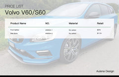 Volvo V60/S60 OEM Style dry carbon performance body kit