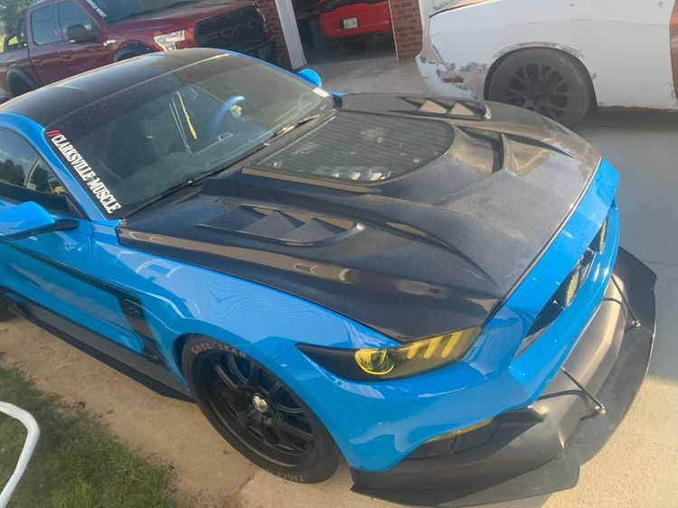 CMST Carbon Fiber Glass Transparent Hood Stage 2 ( Raised 2 inches ) for Ford Mustang S550.1 2015- 2017