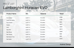 Lamborghini Huracan EVO Aulena Design dry carbon performance body kit