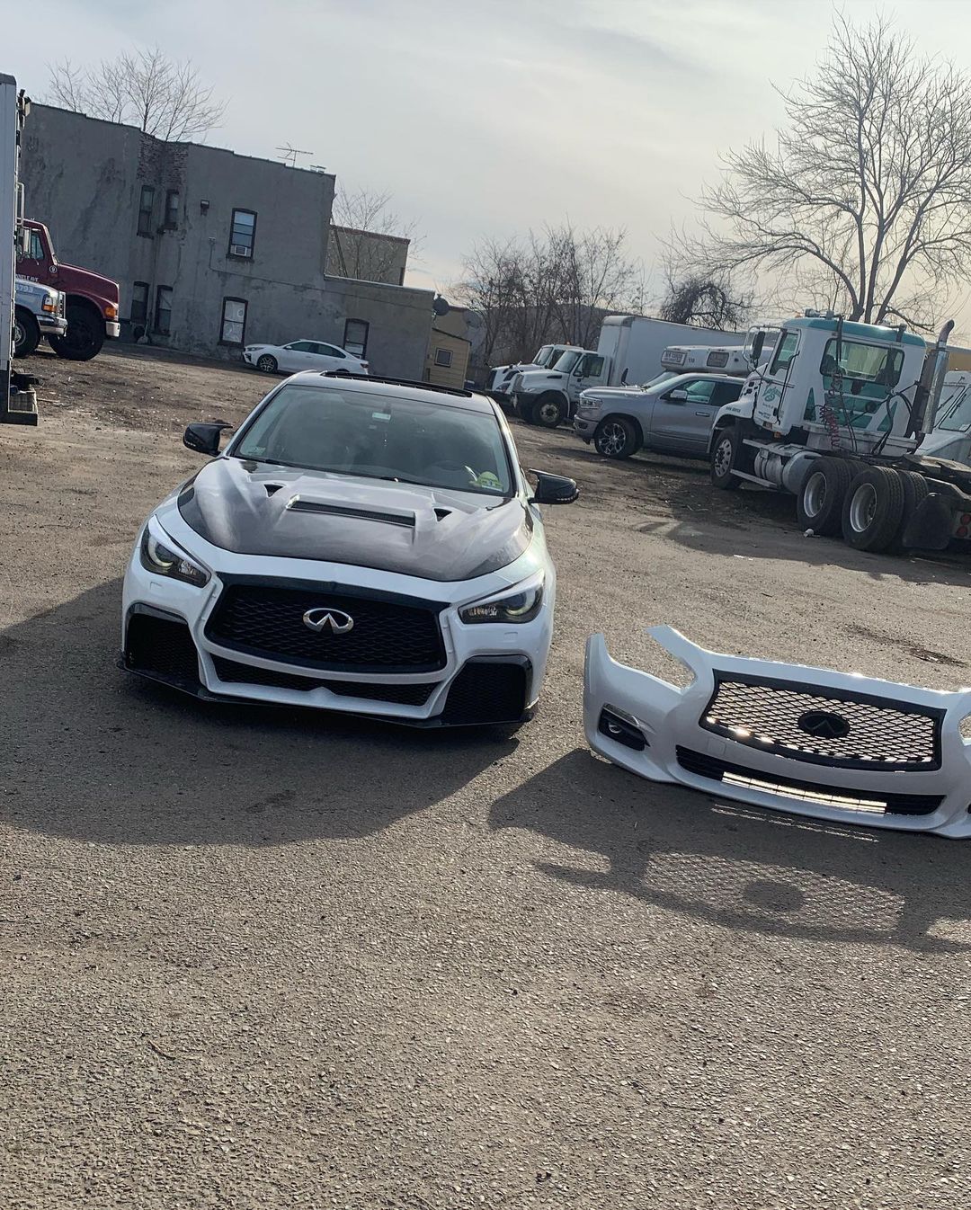 CMST Carbon Fiber Front Bumper & Front Lip for Infiniti Q50 to Project Black S Concept 2014-2022