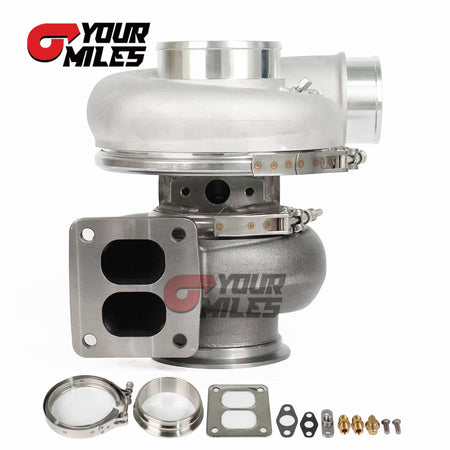 Yourmiles G42-1200 Compact Dual Ball Bearing System TurboCharger Point Milled Wheel T4 1.15/1.25 0.85/1.01/1.15/1.28 Dual V-band Housing