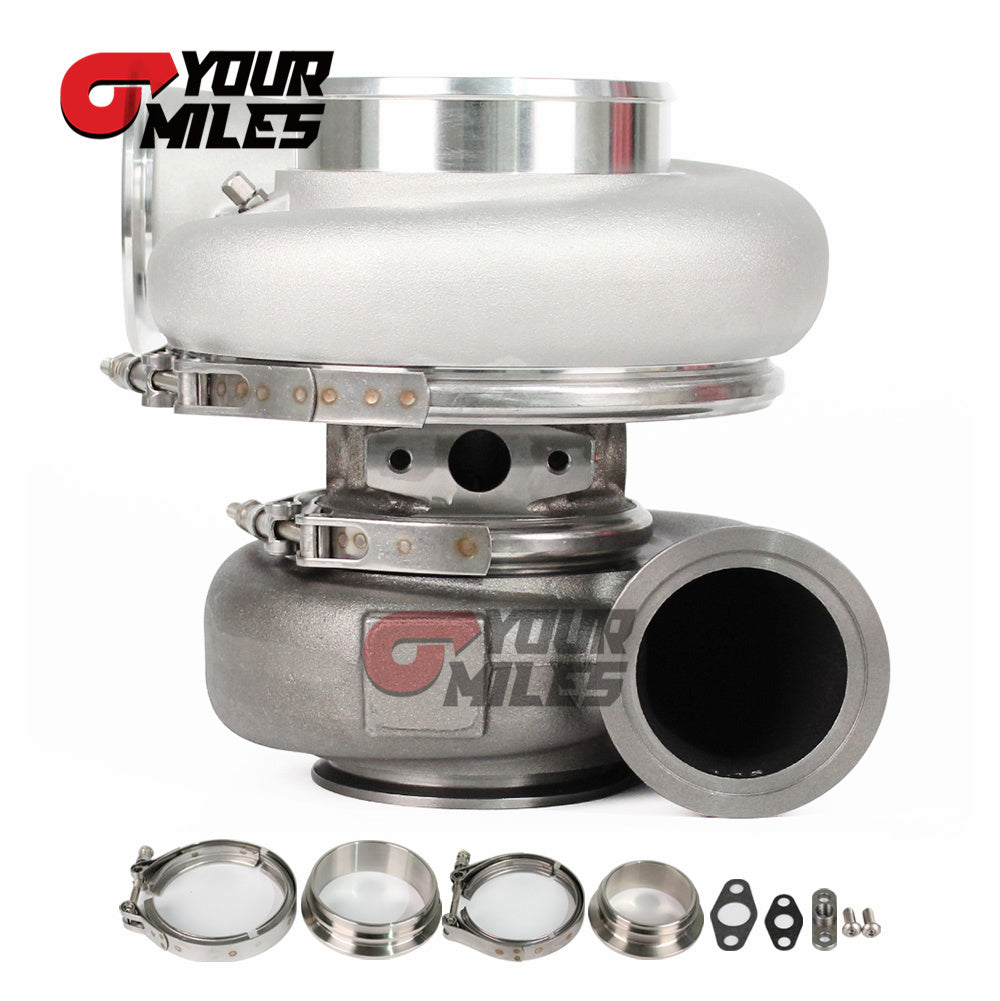 Yourmiles Reverse Rotation G42-1450 Billet Compressor Wheel Journal Bearing TurboCharger 1.01/1.15/1.28 Dual V-band Housing