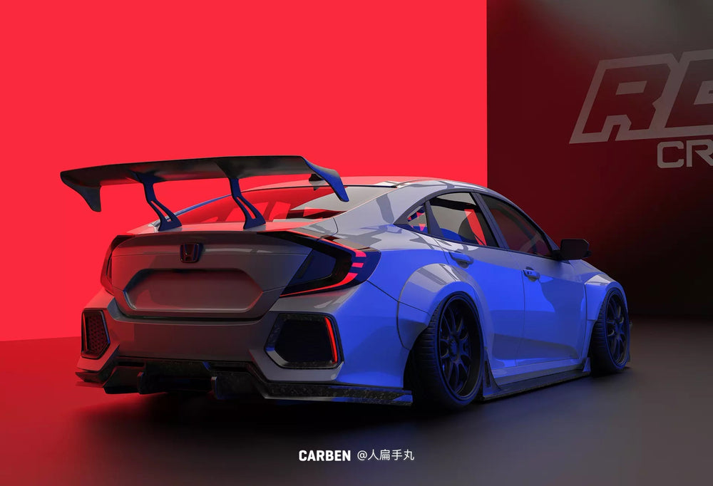 Robot Carbon Fiber Rear Bumper & Rear Diffuser For Honda Civic 10th Gen