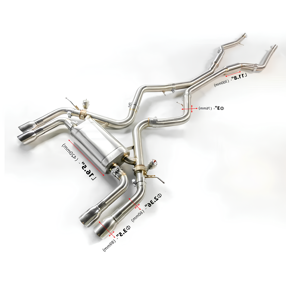 Rstype Valvetronic EXHAUST CATBACK For For BMW F85 X5M F86 X6M S63 4.4T 12~19 muffler exhaust pipes