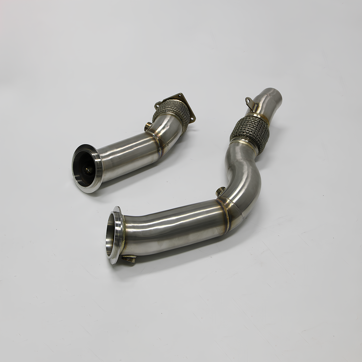Rstype high flow 3" ss304 catless exhaust downpipe 2015-2020 for BMW M3 Sedan 4D F80 M4 Coupe 2D F82 S55 L6 3.0T heat shield
