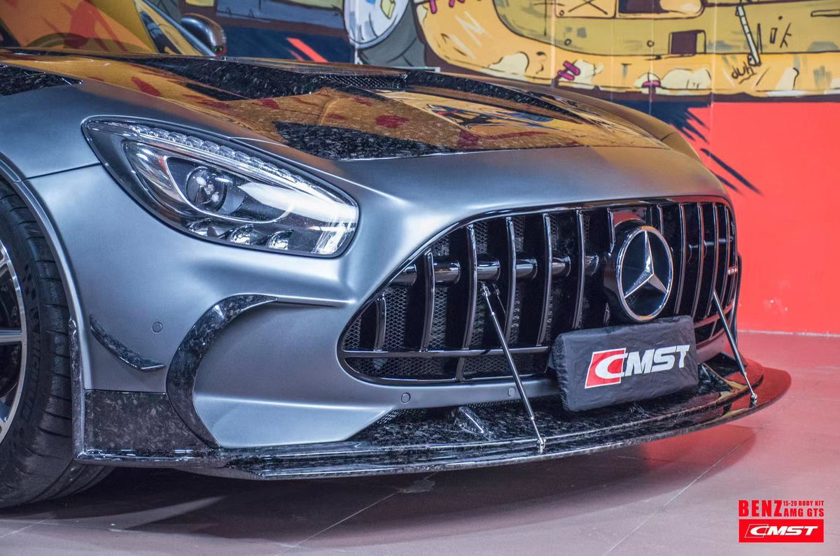 CMST Carbon Fiber Clear View Tempered Glass Transparent Hood Black Series Style for Mercedes Benz C190 AMG GT GTS GTC GTR