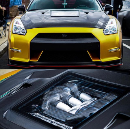 CMST Nissan GTR GT-R R35 2008-2016 Carbon Fiber Tempered Glass Transparent Hood Window See Through