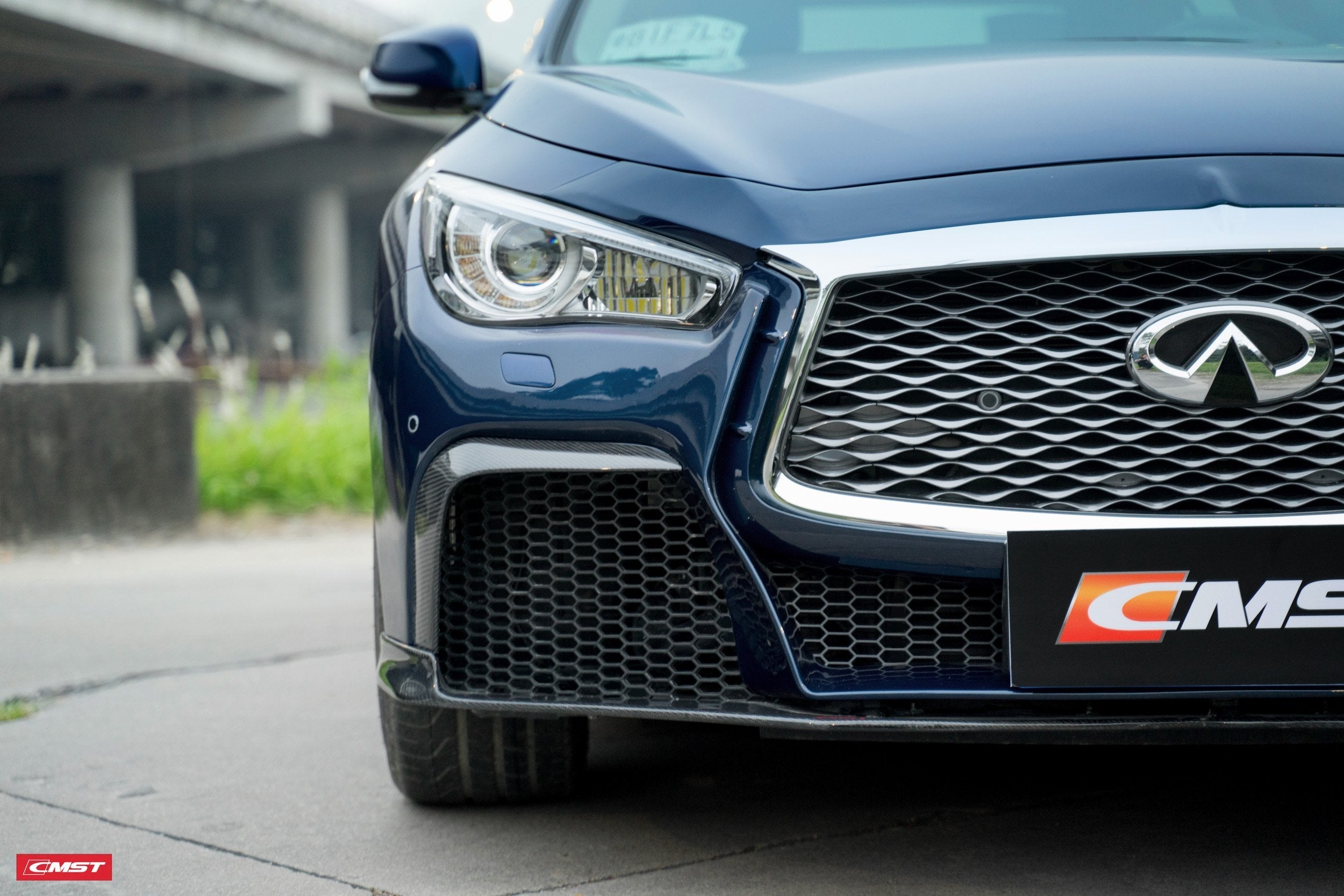 CMST Carbon Fiber Front Bumper & Front Lip for Infiniti Q50 to Project Black S Concept 2014-2022