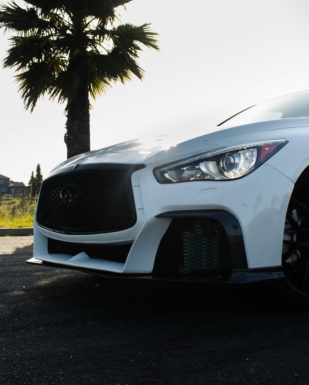 CMST Carbon Fiber Front Bumper & Front Lip for Infiniti Q50 to Project Black S Concept 2014-2022