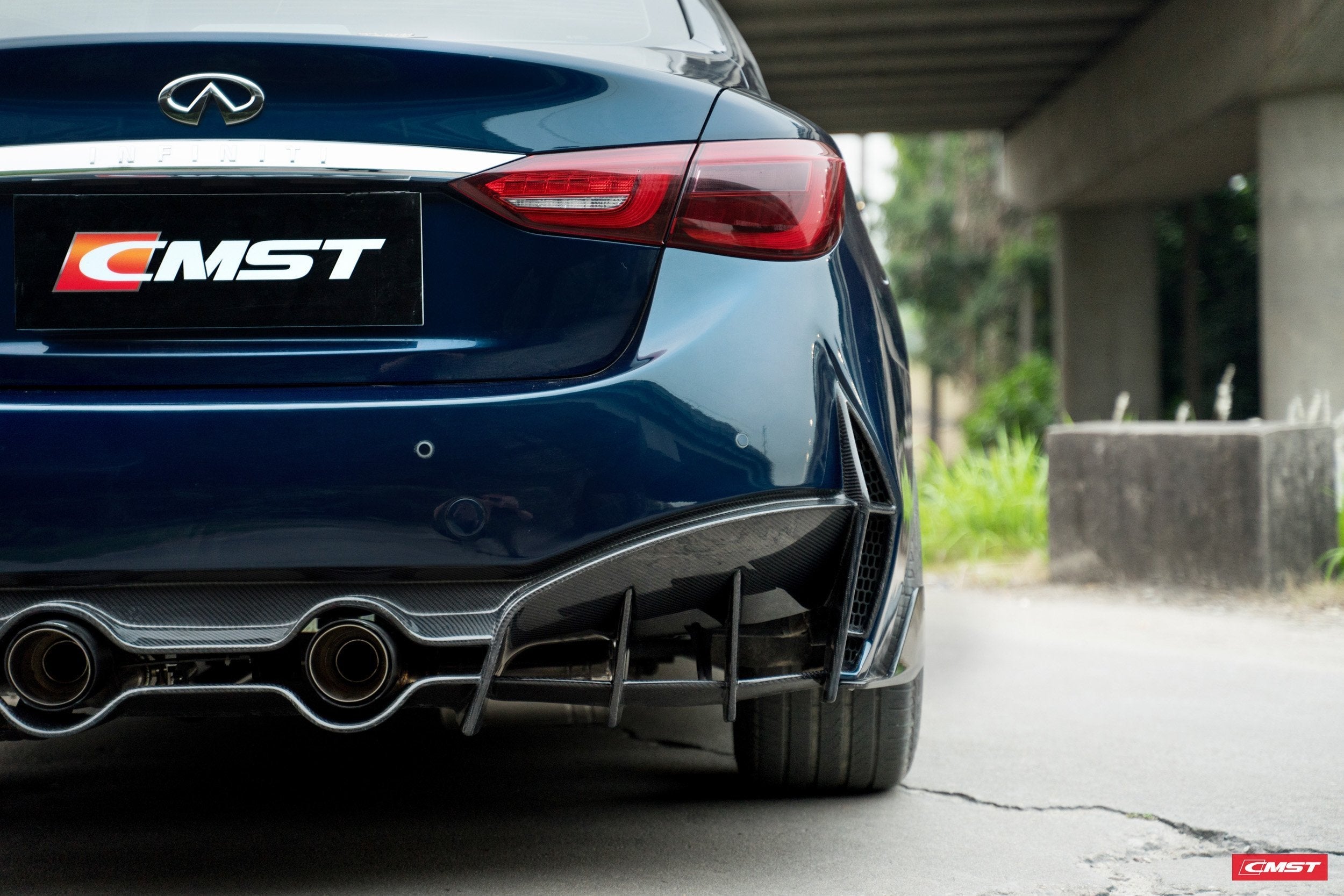 CMST Carbon Fiber Rear Bumper & Diffuser for Infiniti Q50 to Project Black S Concept 2014-2022