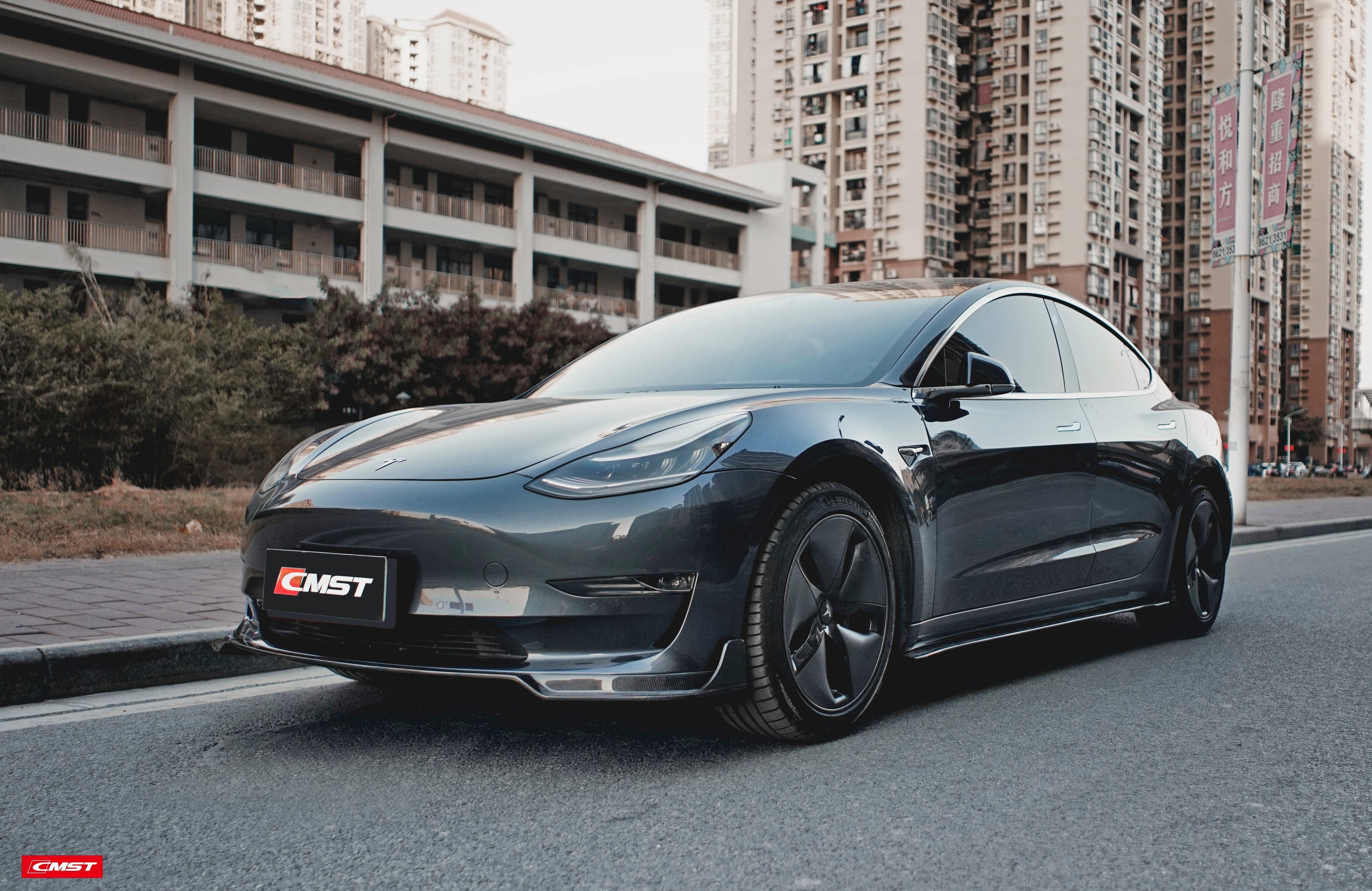 CMST Tesla Model 3 Carbon Fiber Front Lip Ver.1