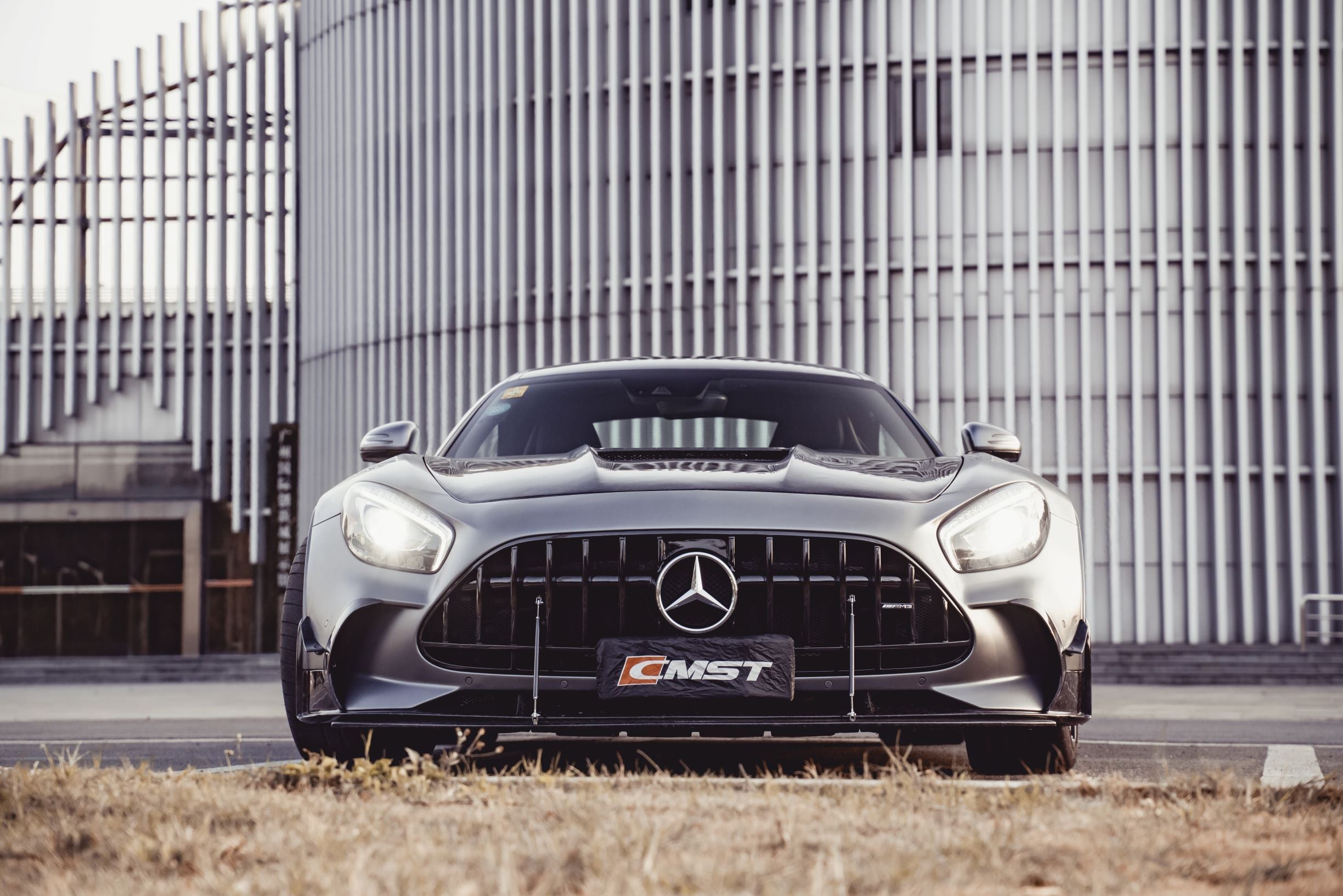 CMST Carbon Fiber Clear View Tempered Glass Transparent Hood Black Series Style for Mercedes Benz C190 AMG GT GTS GTC GTR