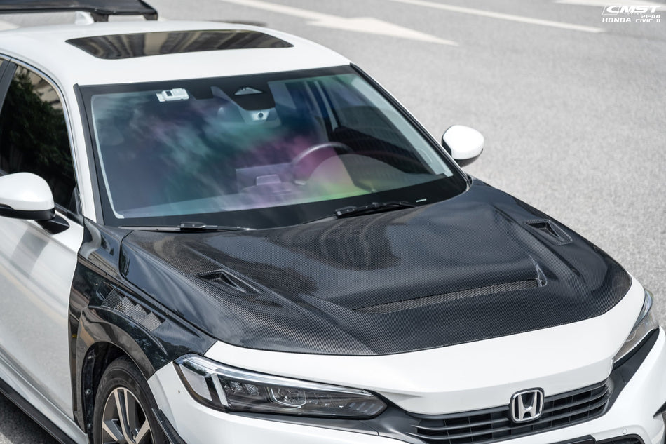 CMST Carbon Fiber Vented Hood Bonnet for Honda Civic 11th Gen Sedan