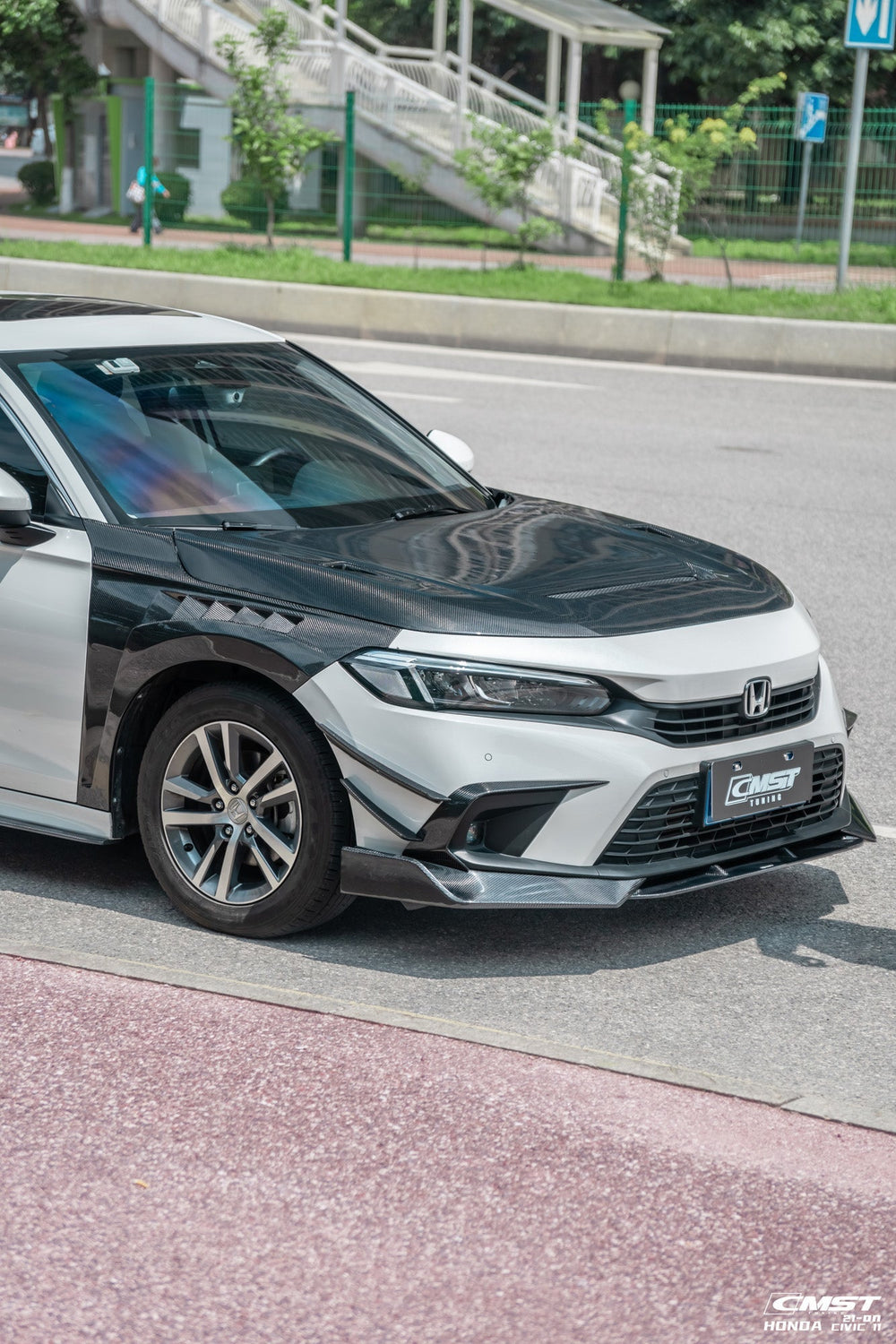 CMST Carbon Fiber Front Bumper Canards for Honda Civic 11th Gen Sedan