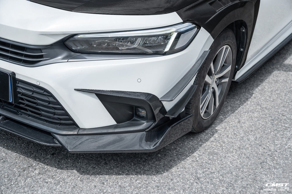 CMST Carbon Fiber Front Bumper Canards for Honda Civic 11th Gen Sedan