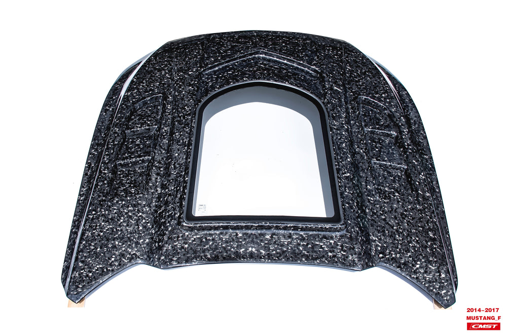 CMST Carbon Fiber Glass Transparent Hood Stage 2 ( Raised 2 inches ) for Ford Mustang S550.1 2015- 2017