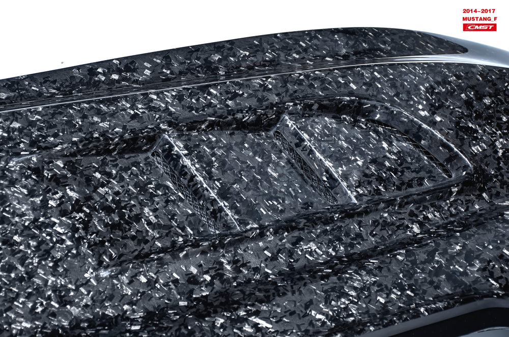 CMST Carbon Fiber Glass Transparent Hood Stage 2 ( Raised 2 inches ) for Ford Mustang S550.1 2015- 2017
