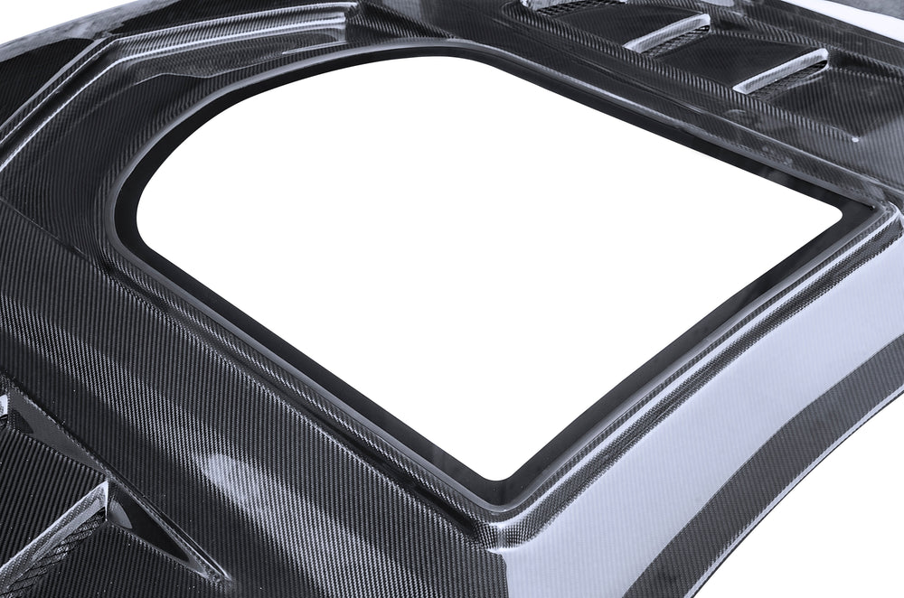 CMST Carbon Fiber Glass Transparent Hood Stage 2 ( Raised 2 inches ) for Ford Mustang S550.1 2015- 2017