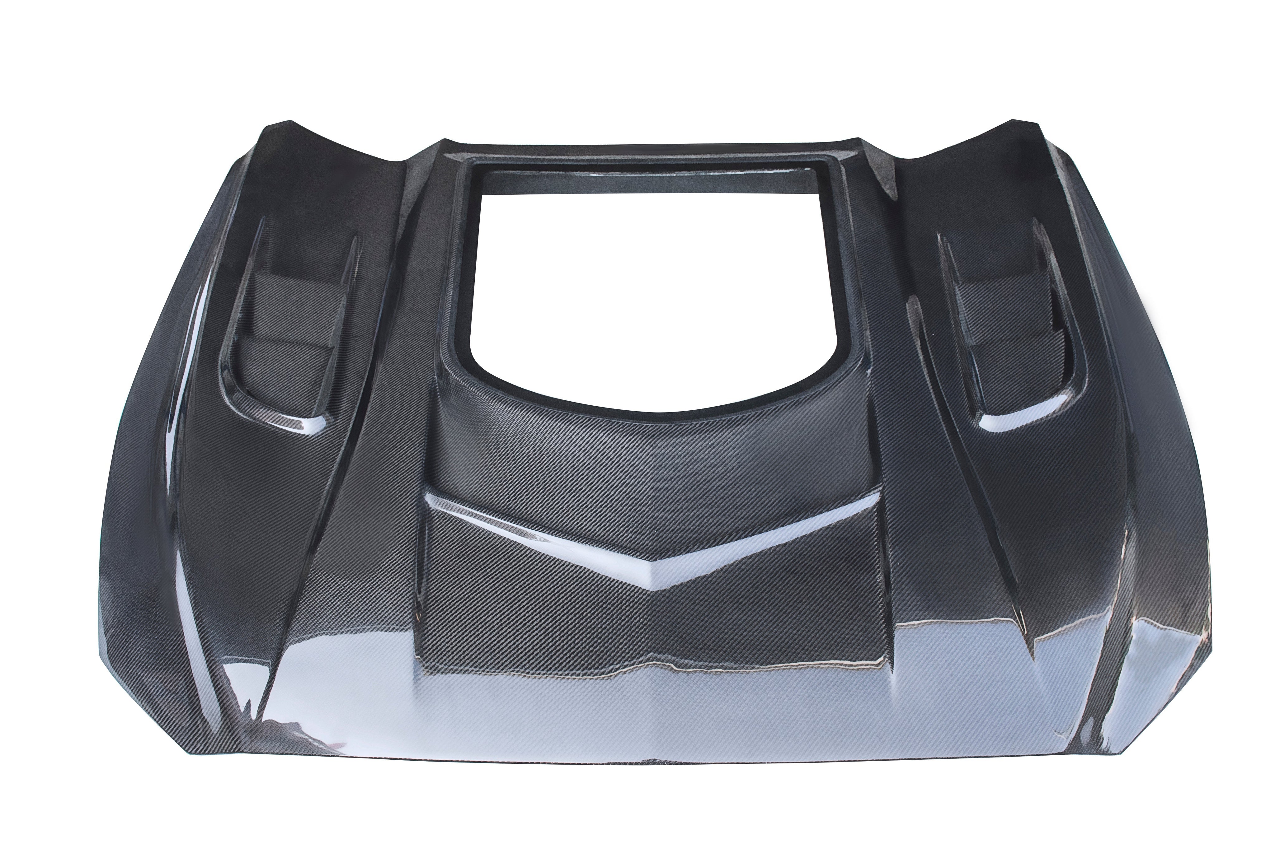 CMST Carbon Fiber Glass Transparent Hood Stage 2 ( Raised 2 inches ) for Ford Mustang S550.1 2015- 2017