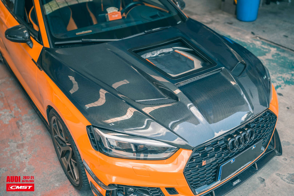 CMST Carbon Fiber Hood Bonnet Glass Transparent Clearview for Audi RS5 S5 A5 B9 B9.5 2017-ON