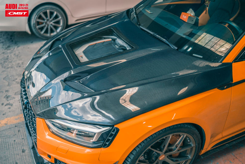 CMST Carbon Fiber Hood Bonnet Glass Transparent Clearview for Audi RS5 S5 A5 B9 B9.5 2017-ON