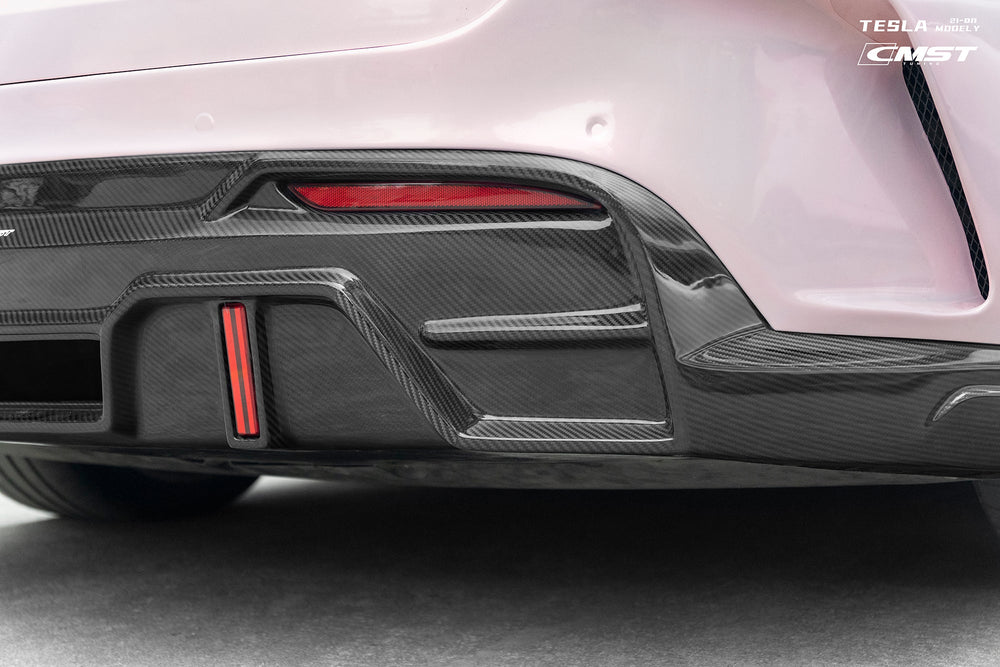 CMST Carbon Fiber Rear Diffuser Ver.4 with tow hook access for Tesla Model Y