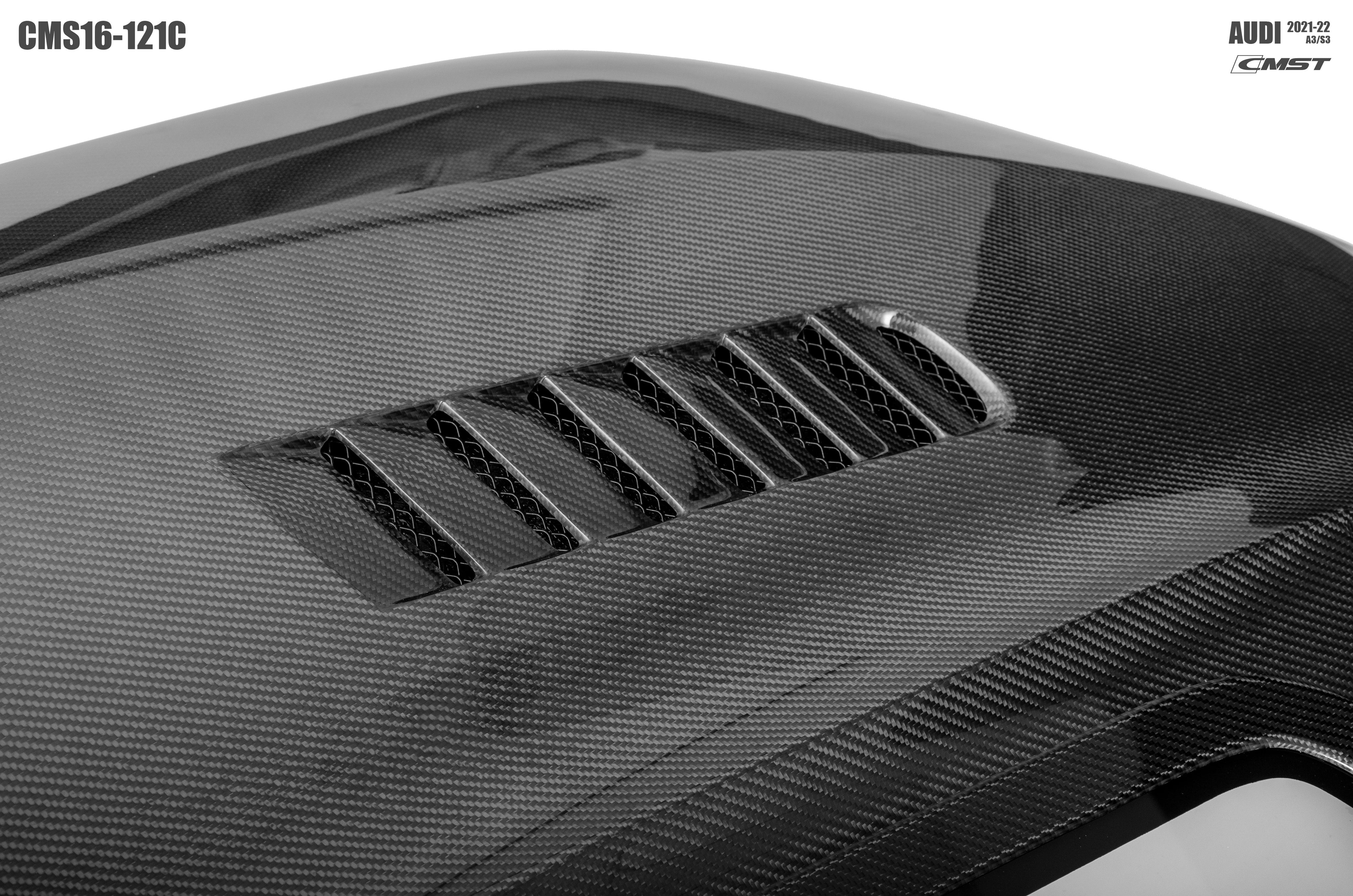 CMST Tempered Glass Transparent Carbon Fiber Hood Bonnet Ver.1 for Audi RS3 S3 A3 8Y 2021-ON