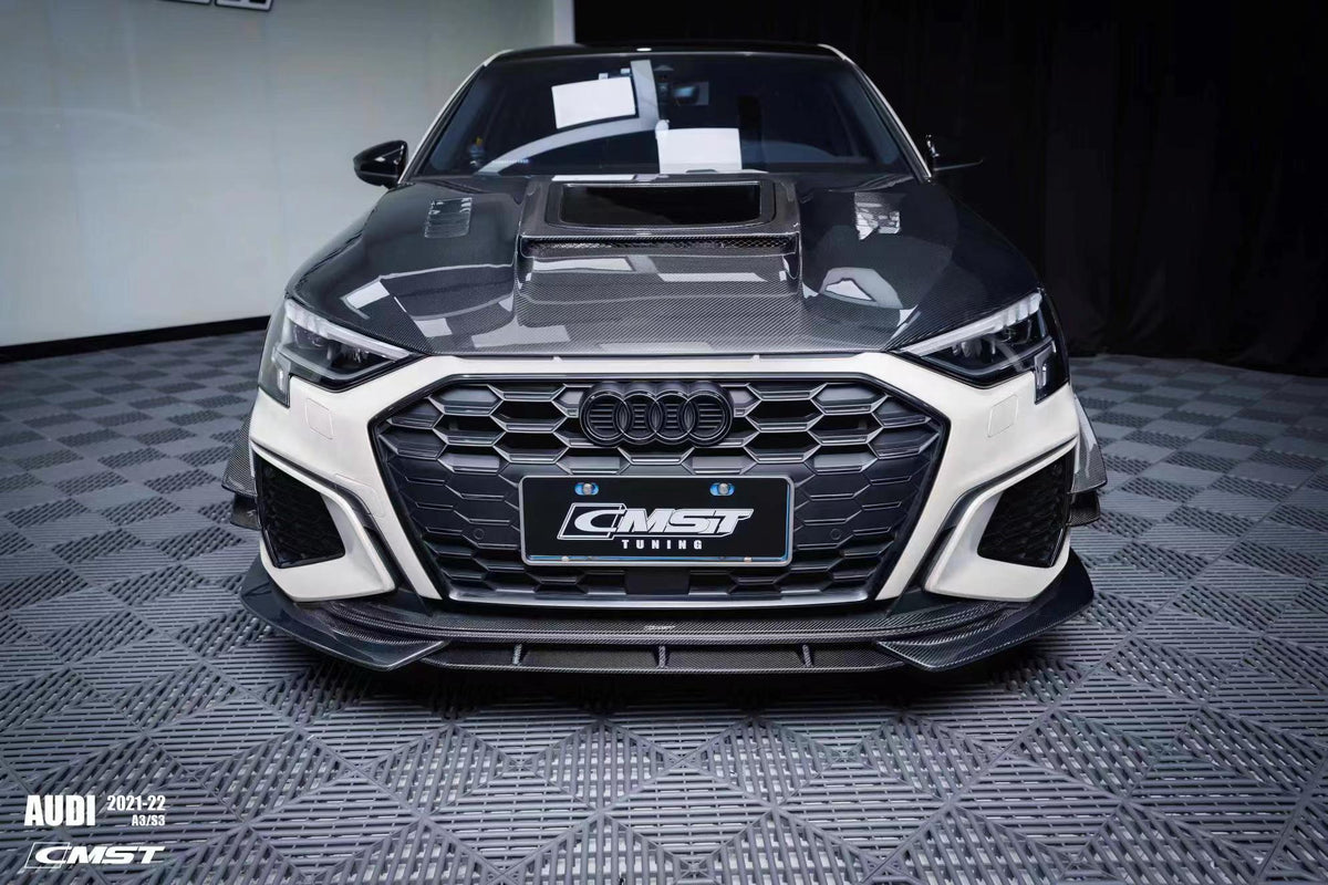 CMST Tempered Glass Transparent Carbon Fiber Hood Bonnet Ver.1 for Audi RS3 S3 A3 8Y 2021-ON