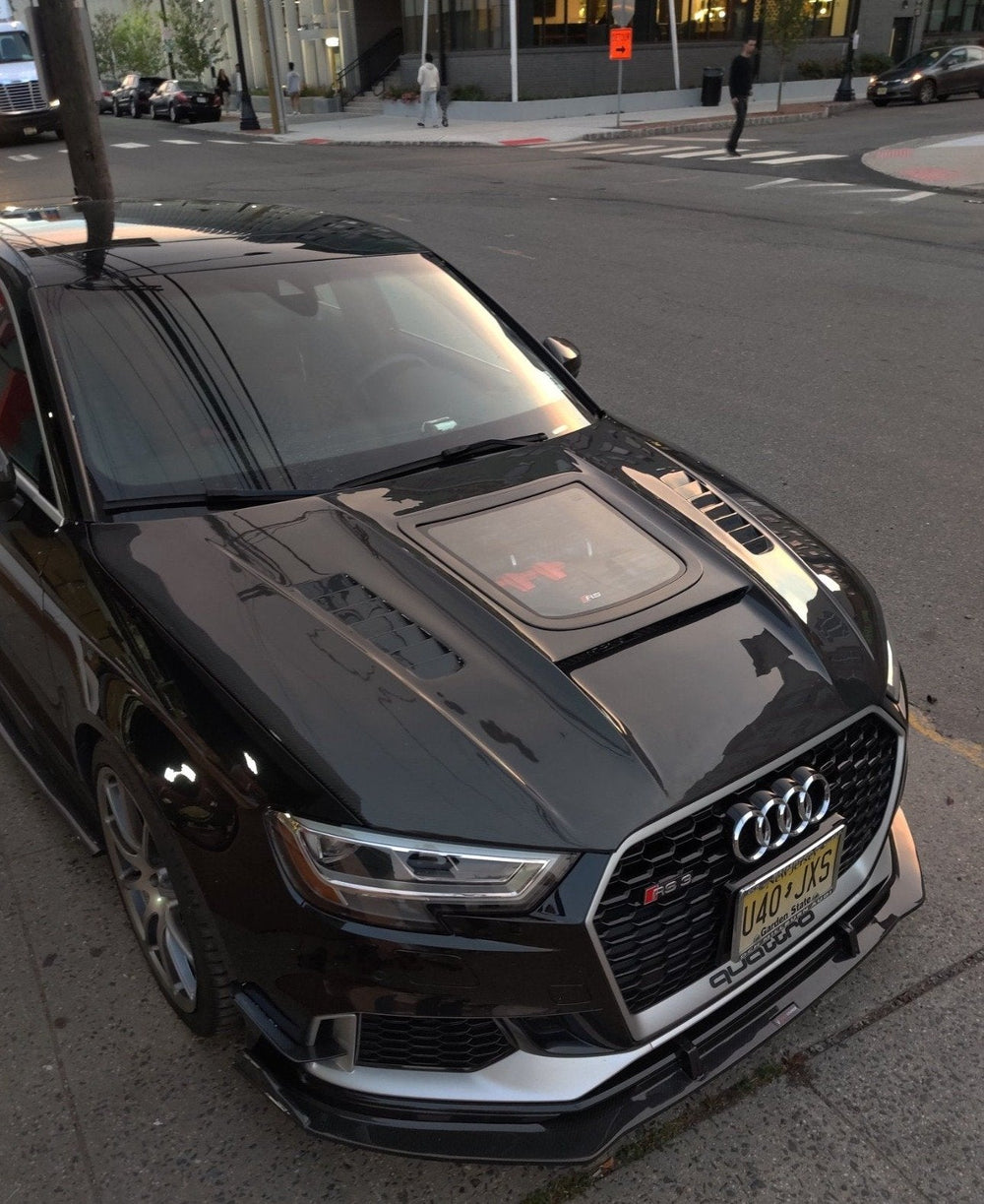 CMST Glass Transparent Carbon Fiber Hood Bonnet Ver.3 for Audi RS3 2018-2020 & 2014-2020 A3 & A3 S Line & S3