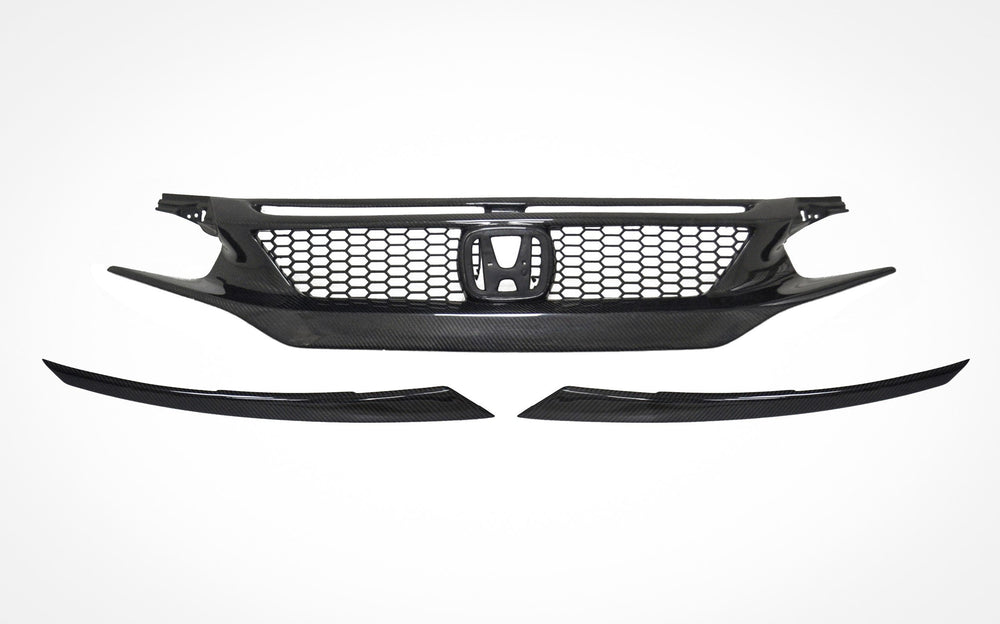 CMST Carbon Fiber Front Grill & Eye Lid Eyebrows for Honda 10th Gen Civic