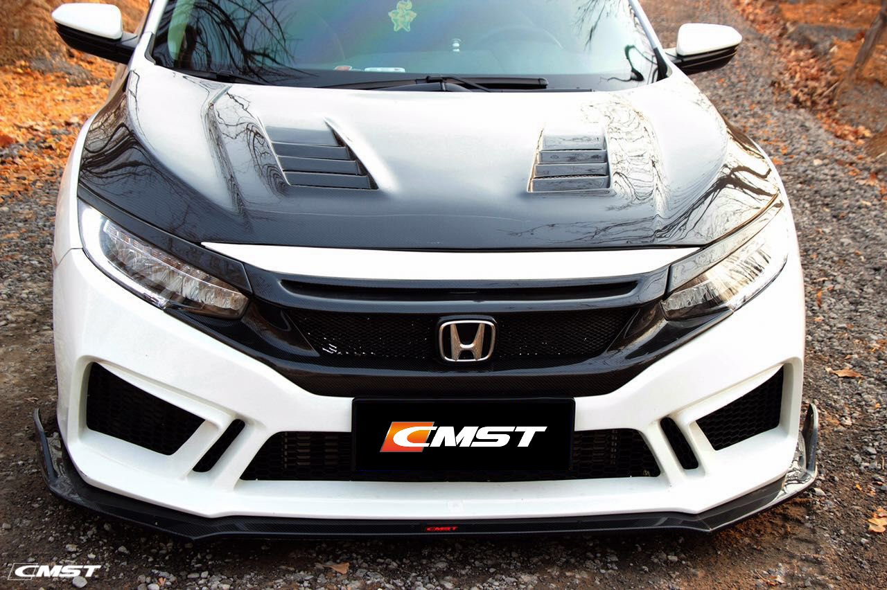 CMST Carbon Fiber Front Grill & Eye Lid Eyebrows for Honda 10th Gen Civic
