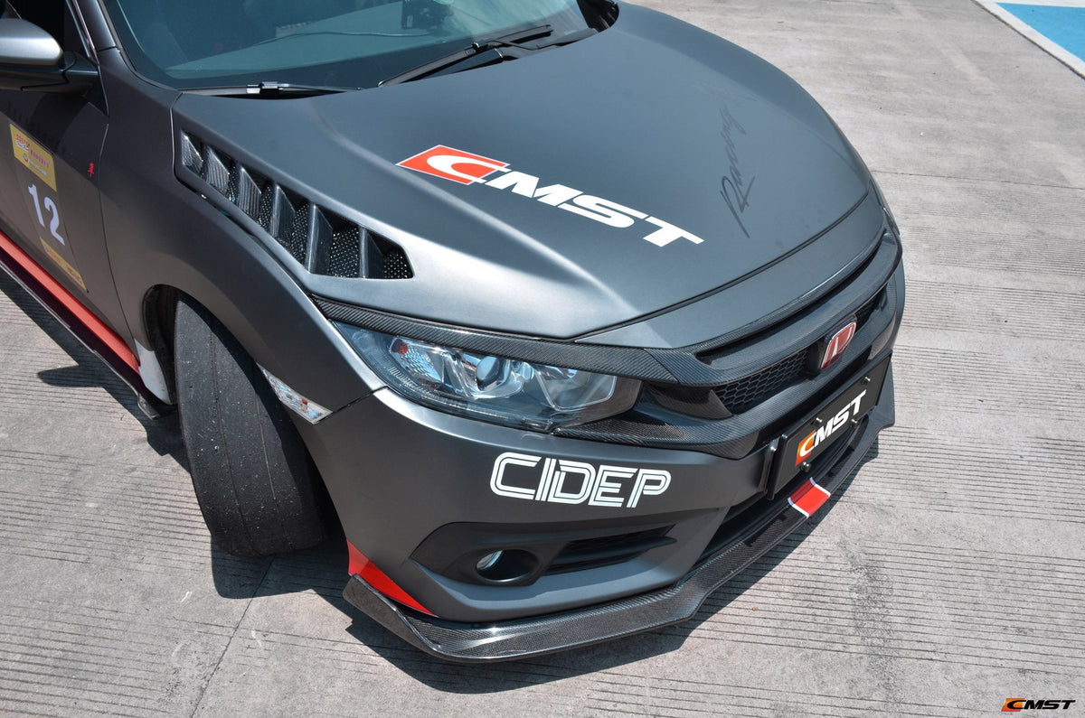 CMST Carbon Fiber Front Grill & Eye Lid Eyebrows for Honda 10th Gen Civic