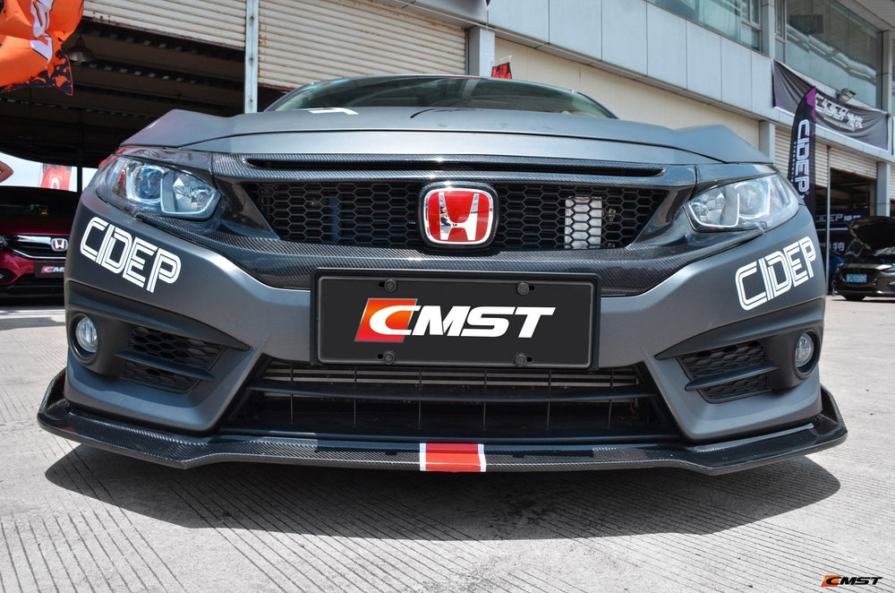 CMST Carbon Fiber Front Grill & Eye Lid Eyebrows for Honda 10th Gen Civic