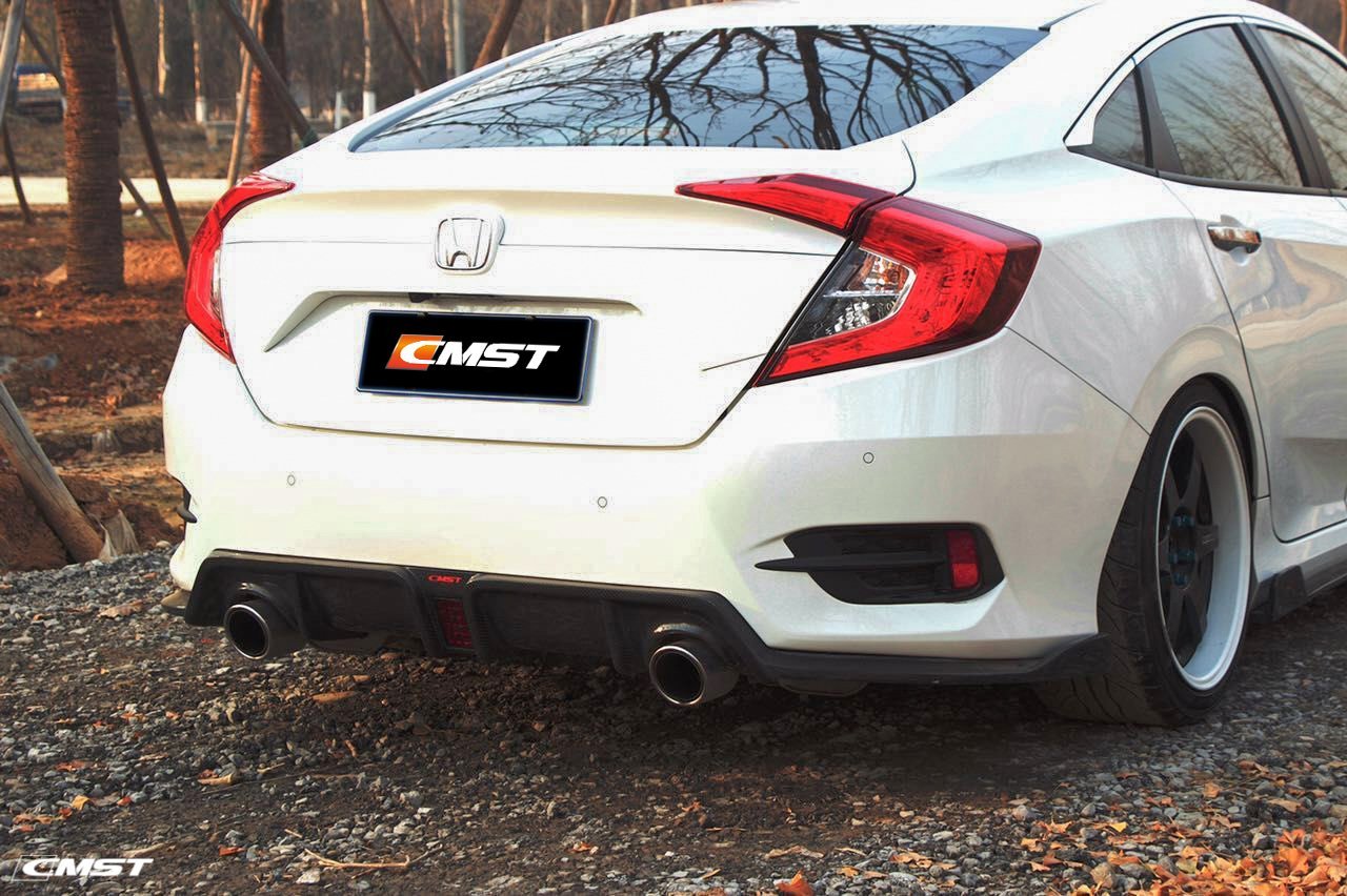 CMST Carbon Fiber Rear Diffuser for Honda 10th Gen Civic Sedan Dual Exit