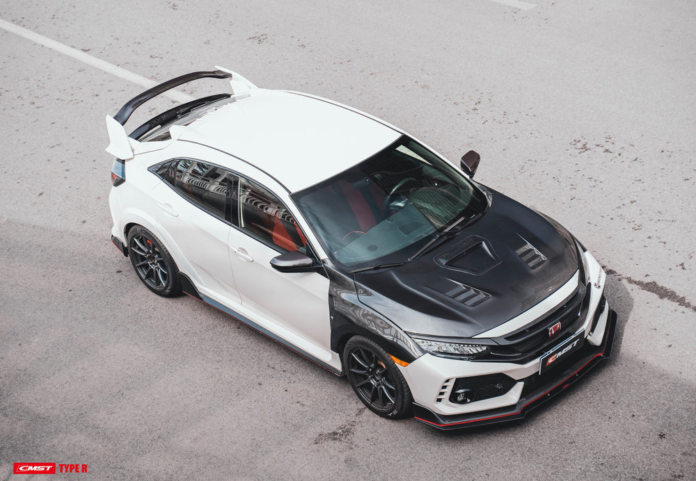 CMST Carbon Fiber Rear Middle Spoiler & Blades OEM Replacement for Honda FK8 Civic Type-R 2017-ON