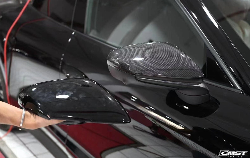 CMST Pre-preg Carbon Fiber Mirror Cap Replacement for Porsche 911 992 & Taycan