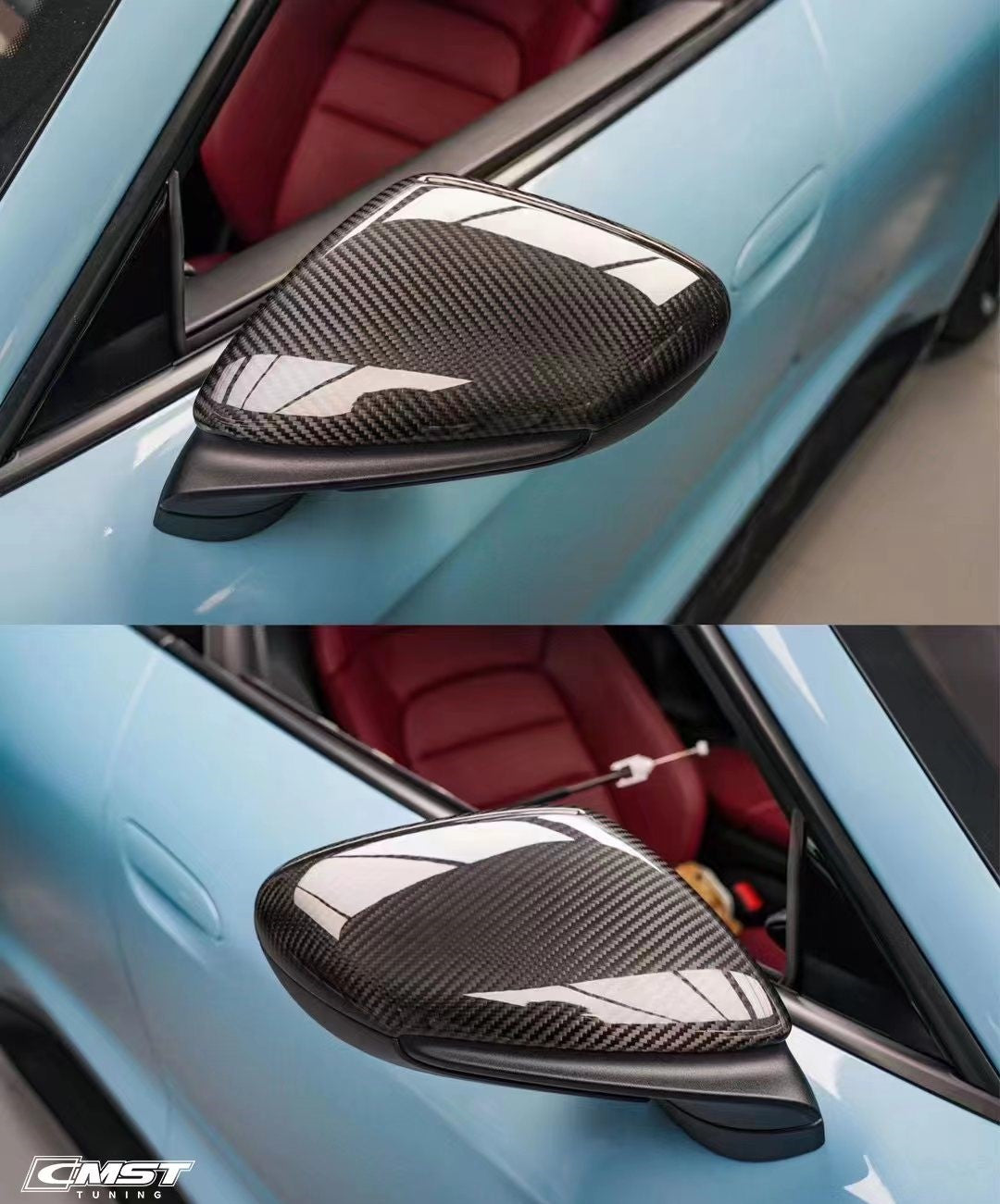 CMST Pre-preg Carbon Fiber Mirror Cap Replacement for Porsche 911 992 & Taycan