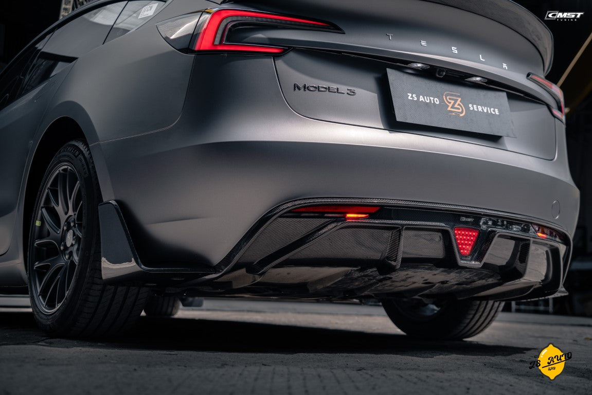 CMST Carbon Fiber Rear Diffuser & Canards for Tesla Model 3 2024-ON