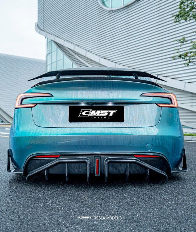 CMST Carbon Fiber V2 Rear Diffuser & Canards for Tesla Model 3 Highland