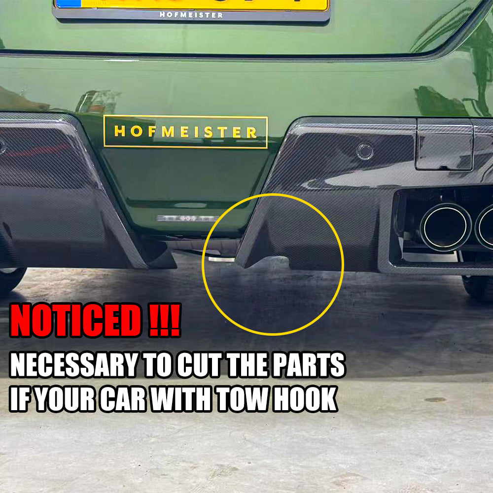 SOOQOO BMW M5 G90 carbon fibre rear diffuser - side profile view