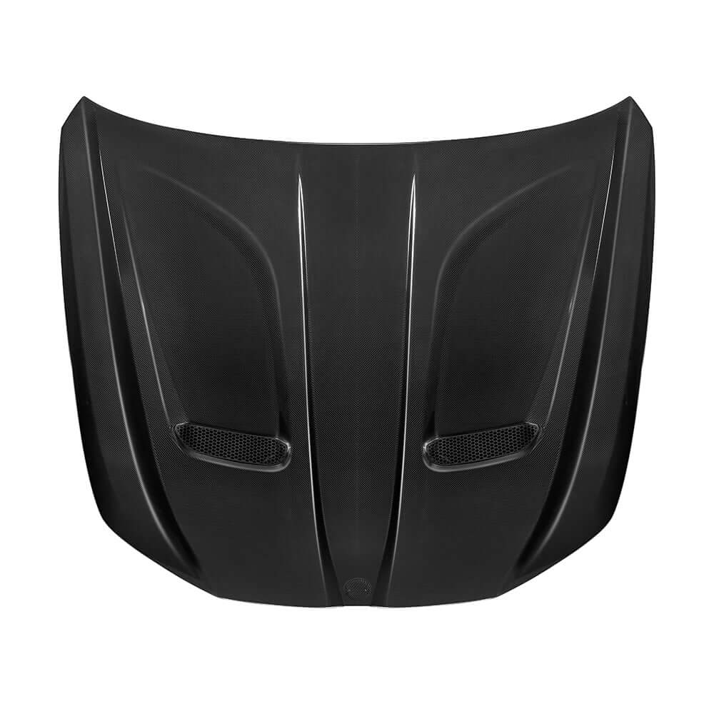 SOOQOO BMW M5 G90 carbon fibre hood - front three-quarter view