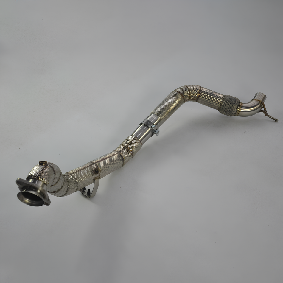 Rstype HI-FLOW For Ford Mustang 2015~UP 2.3T catless heat shield Downpipe