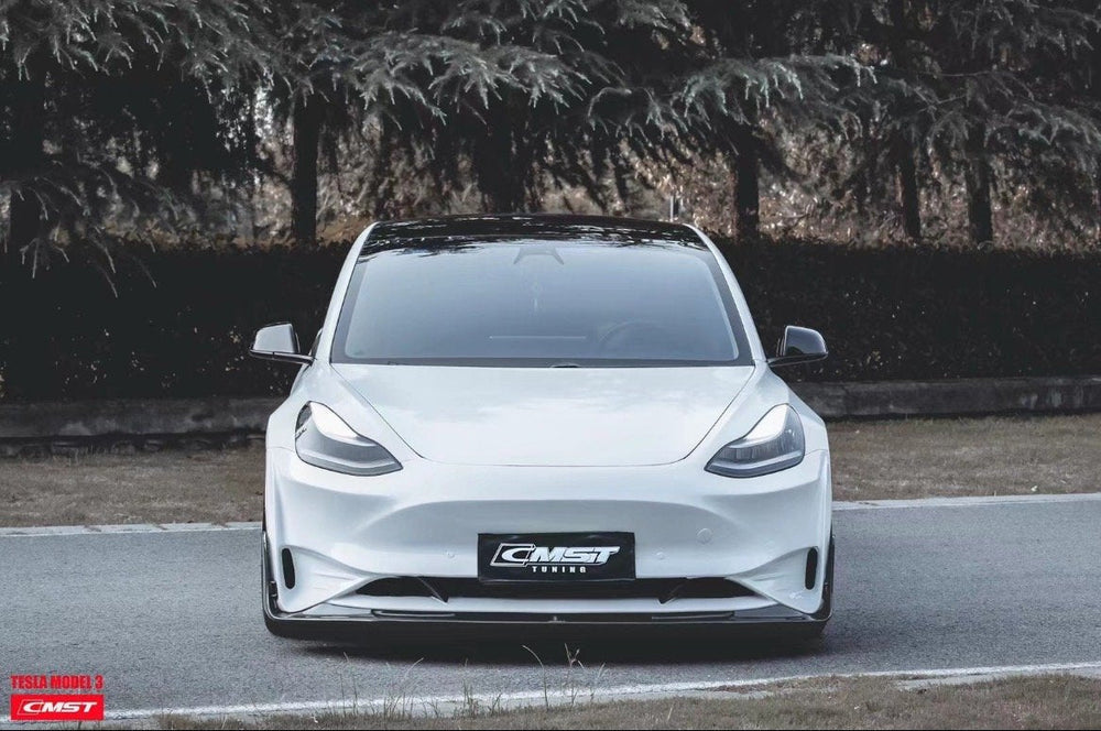 New Release!! CMST Carbon Fiber Front Bumper & Front Lip for Tesla Model 3 Ver.2
