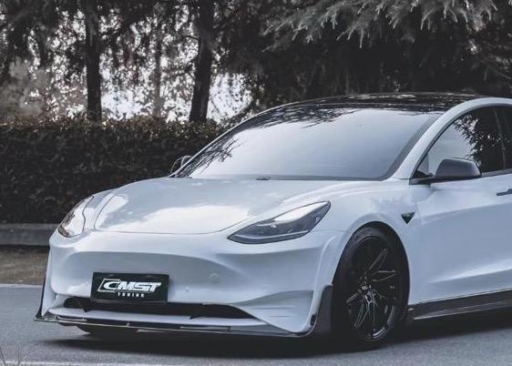 New Release!! CMST Carbon Fiber Front Bumper & Front Lip for Tesla Model 3 Ver.2