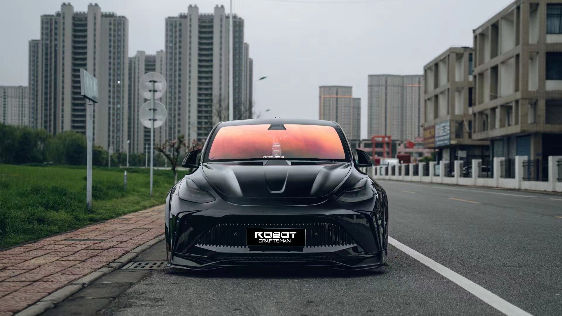 Robot "STARSHIP" Front Bumper & Splitter For Tesla Model Y / Performance